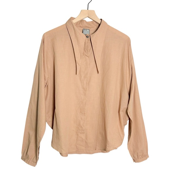 Lilith Tops - Lilith Cotton Linen Scarf Collar Oversized Button Down Blouse Womens M